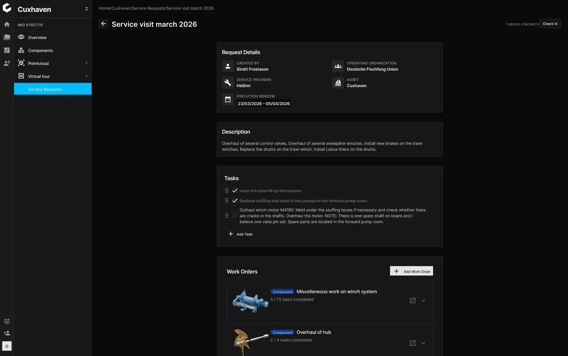 Magni service requests interface
